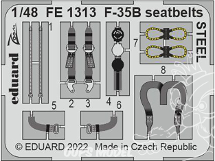 EDUARD photodecoupe avion FE1313 Harnais métal F-35B Italeri 1/48