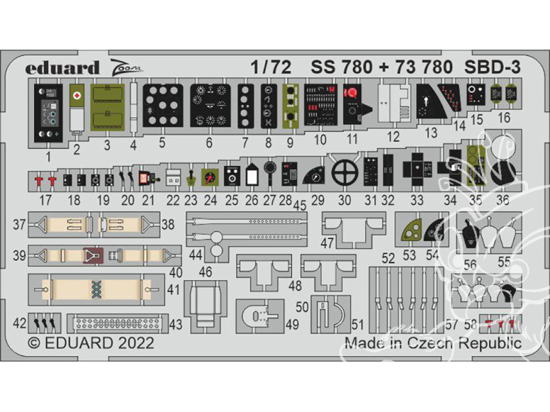 Eduard photodecoupe avion 73780 Amélioration SBD-3 Flyhawk 1/72