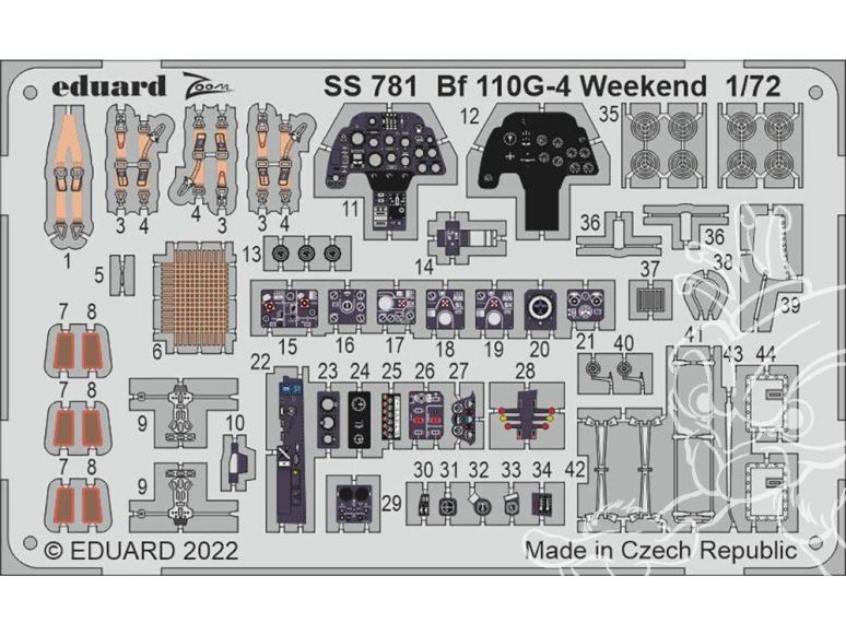 Eduard photodecoupe avion SS781 Zoom amélioration Messerschmitt Bf 110G-4 Weekend Eduard 1/72