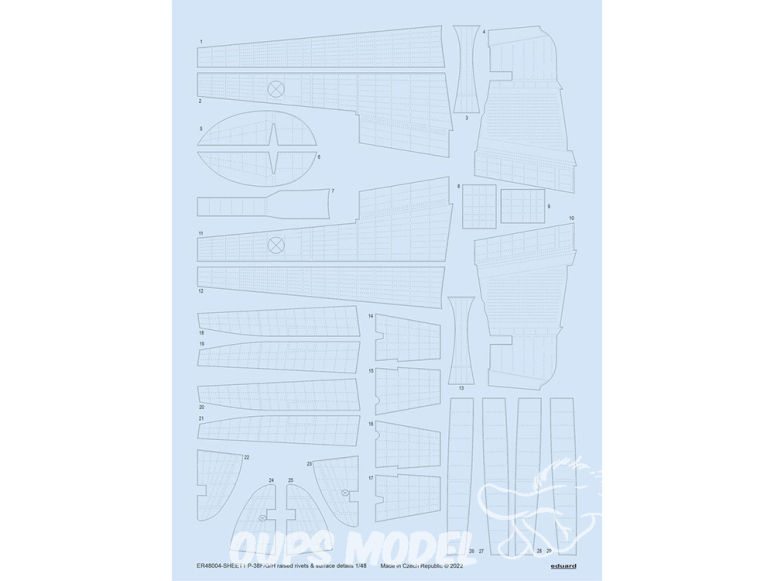 Eduard décalques ER48004 P-38F/G/H rivets en relief et détails de surface Tamiya 1/48