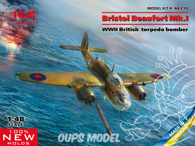 Icm maquette avion 48310 Bristol Beaufort Mk.I Bombardier torpilleur britannique WWII 1/48