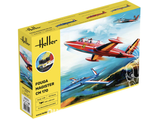 HELLER maquette avion 35510 STARTER KIT Fouga Magister CM 170 inclus peintures principale colle et pinceau 1/48