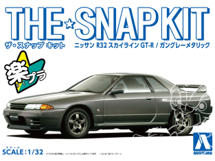 Aoshima maquette voiture 63538 Nissan Skyline R32 GT-R Gun-gray Metallic SNAP KIT 1/32