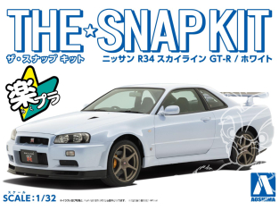 Aoshima maquette voiture 62517 Nissan Skyline R34 GT-R White SNAP KIT 1/32