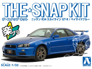 Aoshima maquette voiture 62500 Nissan Skyline R34 GT-R Bayside blue SNAP KIT 1/32