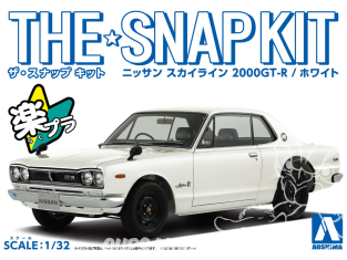 Aoshima maquette voiture 58831 Nissan Skyline 2000GT-R White SNAP KIT 1/32
