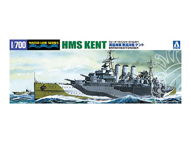 AOSHIMA maquette bateau 56738 HMS Kent Croiseur lourd Britannique 1/700