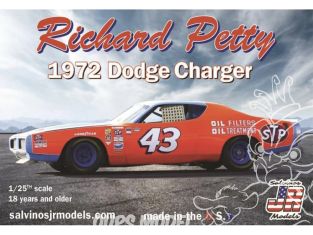 JR Models maquette voiture 1971TX Dodge Charger 1972 Richard Petty 1/25