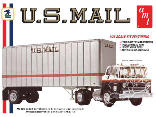 AMT maquette camion 1326 AMT FORD C900 CAMION DE COURRIER US AVEC REMORQUE USPS 1/25