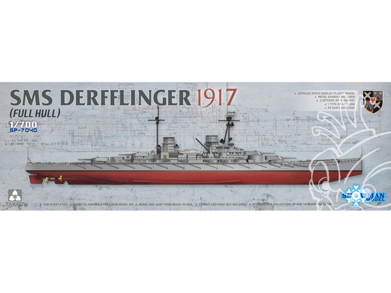 Snowman model maquette bateau SP-7040 SMS Derfflinger 1917 Full hull 1/700