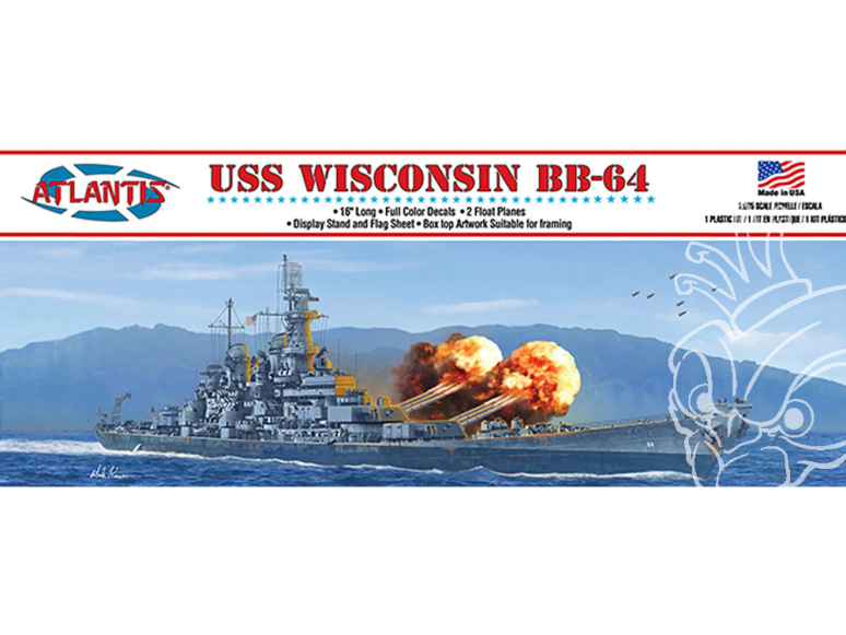 Atlantis maquette bateau M3006 Cuirassé USS Wisconsin BB-64 1/665