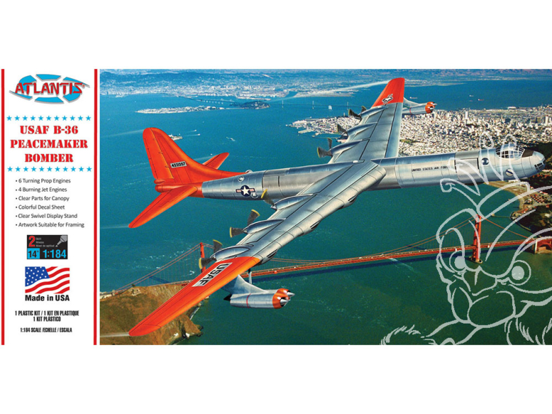 Atlantis maquette avion H205 Maquette plastique B-36 Peacemaker avec support pivotant 1/184