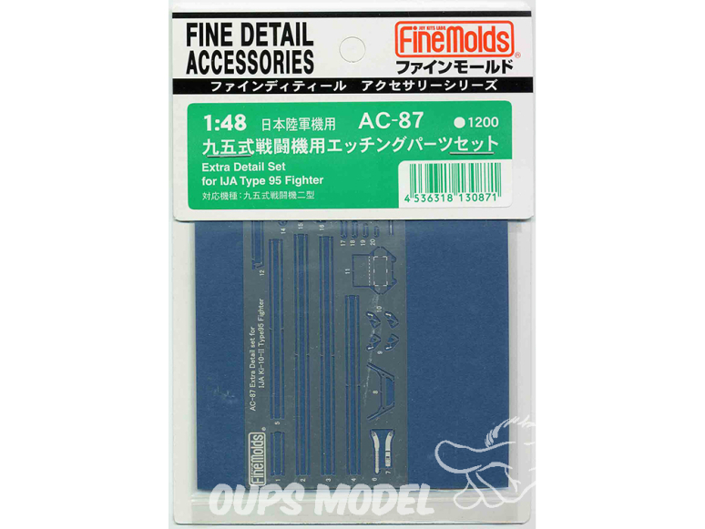 Fine Molds kit d'amélioration AC87 Ensemble de pièces de photogravées pour chasseur Type 95 1/48