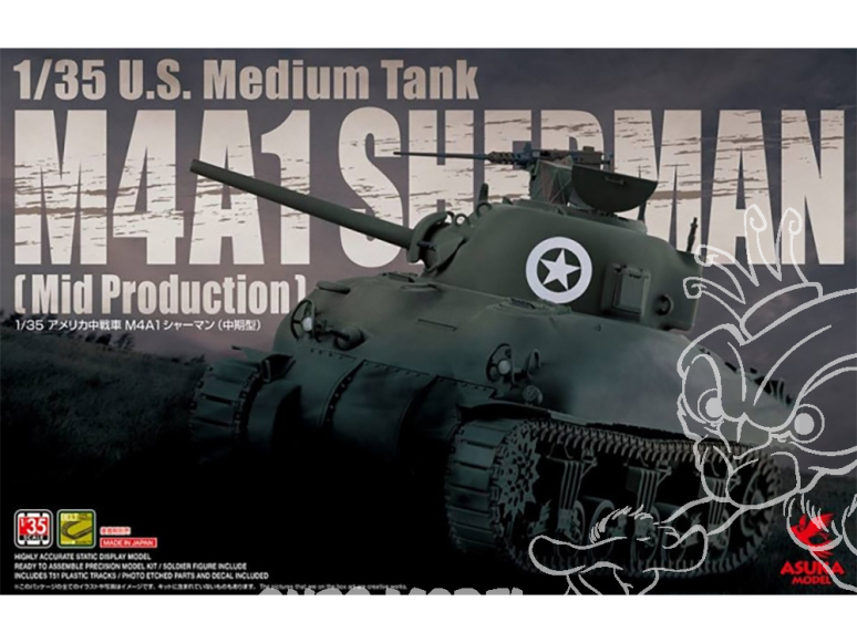 Asuka maquette militaire 35-010 M4A1 Sherman (Mid production) 1/35