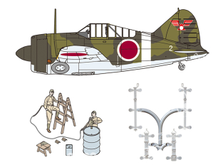 Fine Molds avion 48994 B-339 Baffalo "Armée japonaise" avec équipage au sol et équipement N°1 1/48