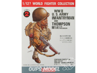 Finemolds figurine FT2 World Fighter Collection Soldat d'infanterie de l'armée américaine avec Thompson M1A1 1/16