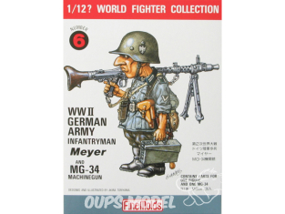 Finemolds figurine TF6 World Fighter Collection Soldat d'infanterie Allemand Meyer avec mitrailleuse MG-34 1/16