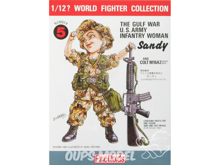 Finemolds figurine TF5 World Fighter Collection Soldat d'infanterie de l'armée américaine (guerre du Golfe) avec Colt M16A2 1/16