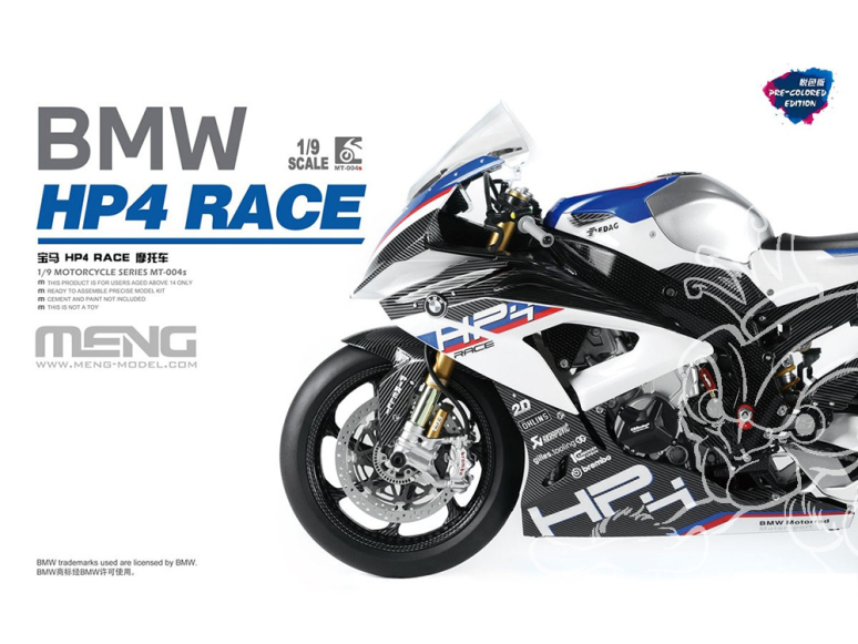 MENG MT-004S BMW HP4 RACE Né pour la course sur piste Pré-peinte 1/9