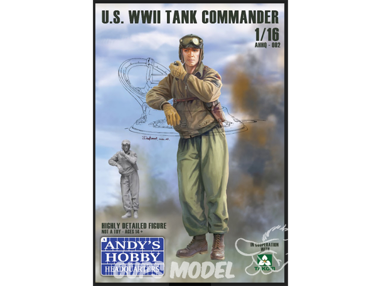 ANDY'S HOBBY HEADQUARTERS AHHQ-002 Figurine de commandant de char de la Seconde Guerre mondiale (corps complet) 1/16