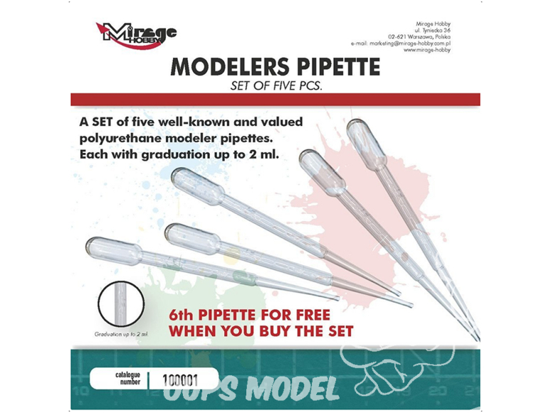 Mirage 100001 Jeu de pipettes 6 piéces 2ml