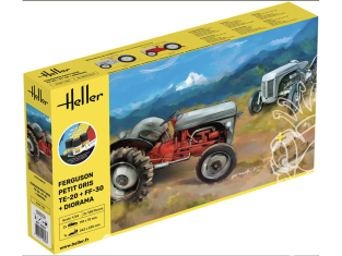 Heller maquette tracteur 52326 STARTER KIT Ferguson Petit Gris 2 x Diorama inclus peintures colle et pinceau 1/24
