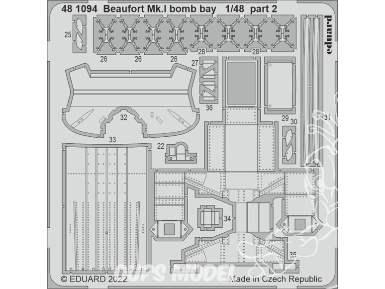 EDUARD photodecoupe avion 481094 Baie de bombe Beaufort Mk.I Icm 1/48