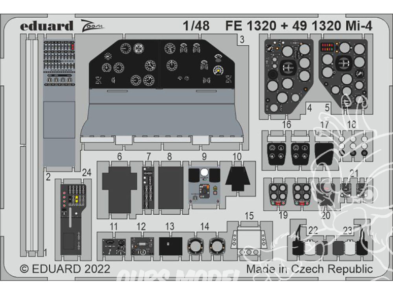 EDUARD photodecoupe hélicoptère FE1320 Zoom amélioration Mi-4 Trumpeter 1/48