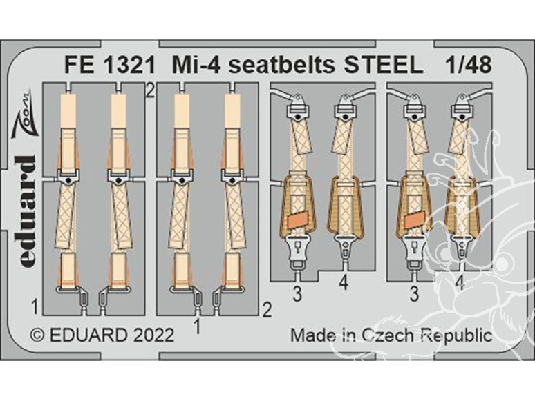 EDUARD photodecoupe hélicoptère FE1321 Harnais métal Mi-4 Trumpeter 1/48