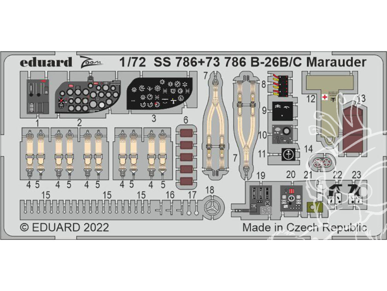 Eduard photodecoupe avion SS786 Zoom intérieur B-26B/C Marauder Hasegawa / Hobby 2000 1/72