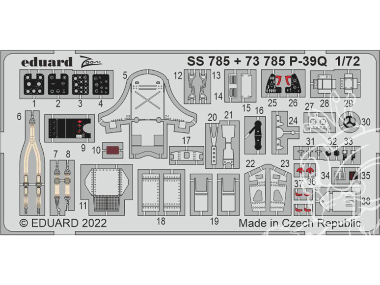 Eduard photodecoupe avion 73785 Amélioration P-39Q Arma Hobby 1/72