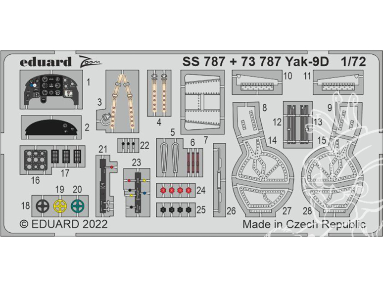 Eduard photodecoupe avion 73787 Amélioration Yak-9D Zvezda 1/72