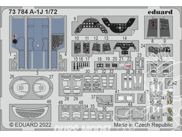 Eduard photodecoupe avion 73784 Amélioration A-1J Haseawa / Hobby 2000 1/72