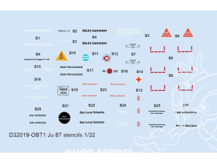 Eduard Decalques avion D32019 Marquages - Stencils Junkers Ju 87 Hasegawa / Trumpeter / Revell 1/32
