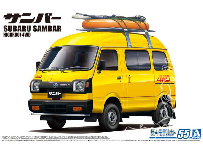 Aoshima maquette voiture 63897 Subaru Sambar High-Roof 4WD TT1 1980 1/24