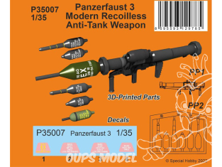 Special Hobby 3D Print militaire P35007 Panzerfaust 3 Arme antichar moderne sans recul 1/35