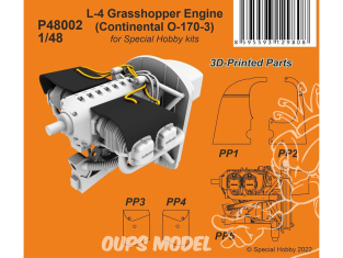 Special Hobby 3D Print avion P48002 L-4 Grasshopper Moteur (Continental O-170-3) 1/48