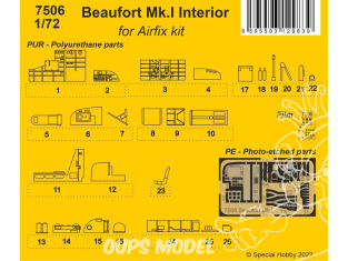 Cmk kit resine 7506 Beaufort Mk.I Intérieur kits Airfix 1/72