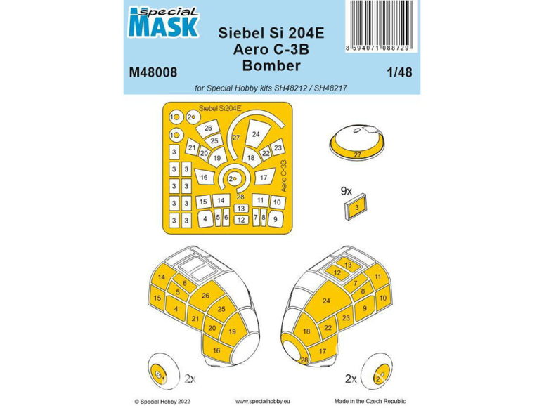 Special Hobby Masque avion M48008 Siebel Si 204E/Aero C-3B Bomber 1/48