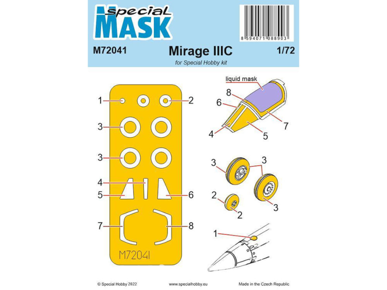 Special Hobby Masque avion M72041 Pour Mirage IIIC kit Special Hobby 1/72