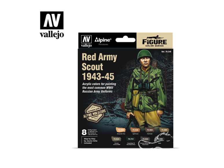 Vallejo Set Alpine serie figure 70248 Red Army Scout 1943-45 avec figurine 8x17ml