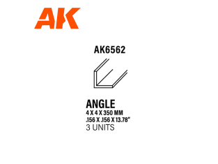 AK interactive ak6562 Angle 4.0 x 4.0 x 350mm STYRENE ANGLE 3 unités