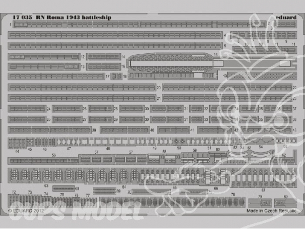 Eduard photodecoupe bateau 17035 RN Roma 1943 Battleship 1/700