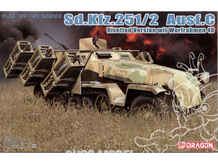 DRAGON maquette militaire 6966 Sd.Kfz.251/2 Ausf.C Version rivetée avec cadre de lancement 40 1/35