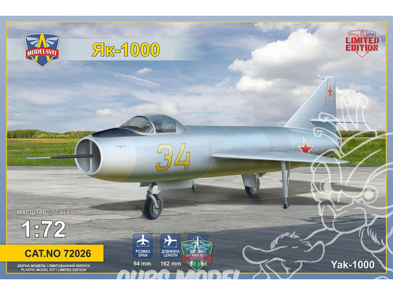 MODELSVIT maquette avion 72026 Démonstrateur supersonique Yak-1000 1/72