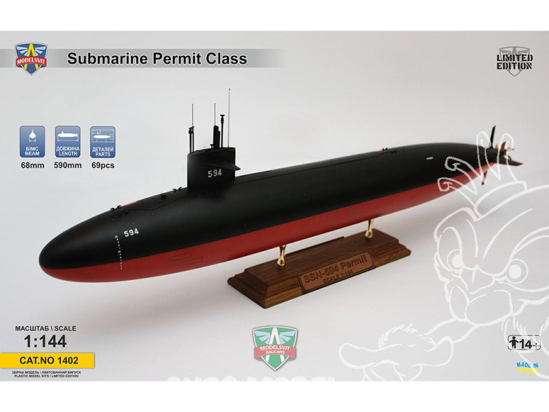 MODELSVIT 1402 Sous-Marin USS Permit (SSN-594) 1/144