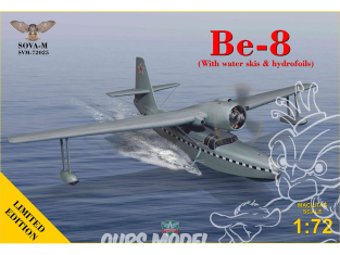 SOVA-M maquette avion 72025 Be-8 avec skis nautiques et hydroglisseurs avec chariot roulant 1/72