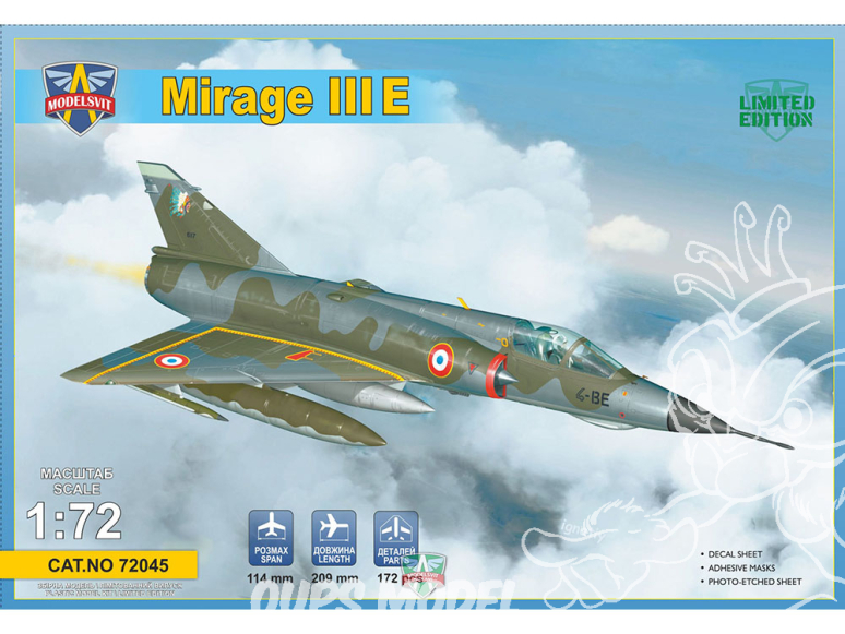 MODELSVIT maquette avion 72045 Mirage IIIE chasseur-bombardier 1/72