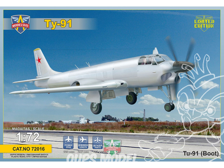 MODELSVIT maquette avion 72016 Avion d'attaque naval Tu-91 "Boot" (réédition améliorée) 1/72