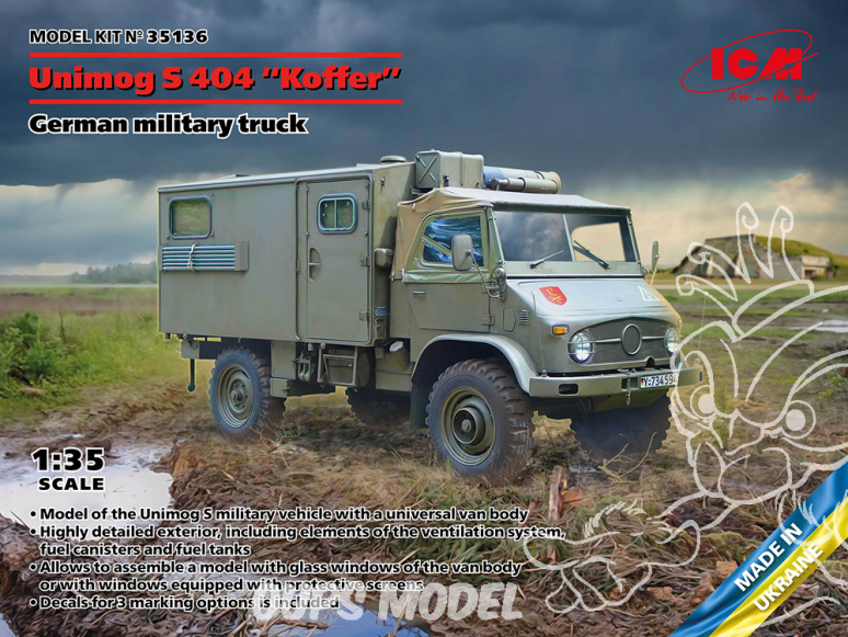 Icm maquette militaire 35136 Unimog 404 S Koffer 1/35